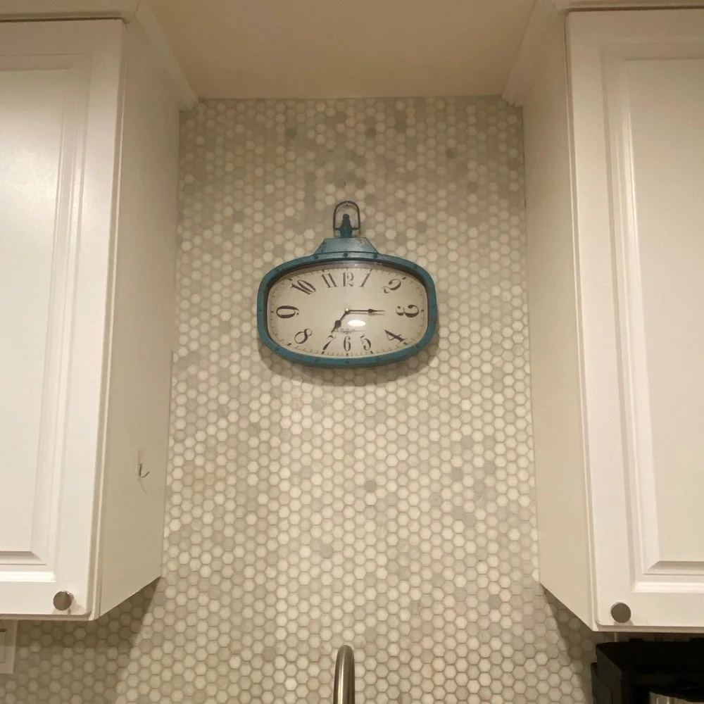 Retro Blue Metal Wall Clock